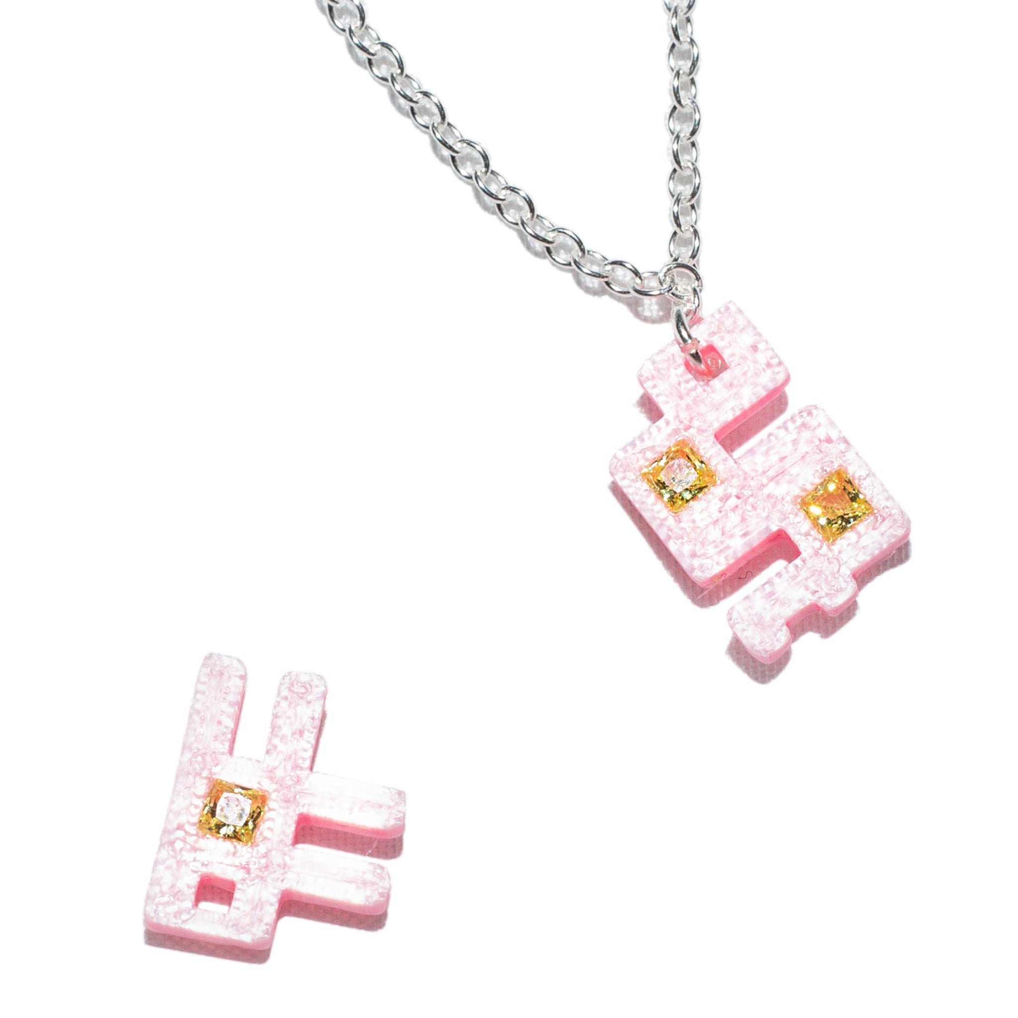 PLA, Silver & Cubic Zirconia Pink Connection Necklace